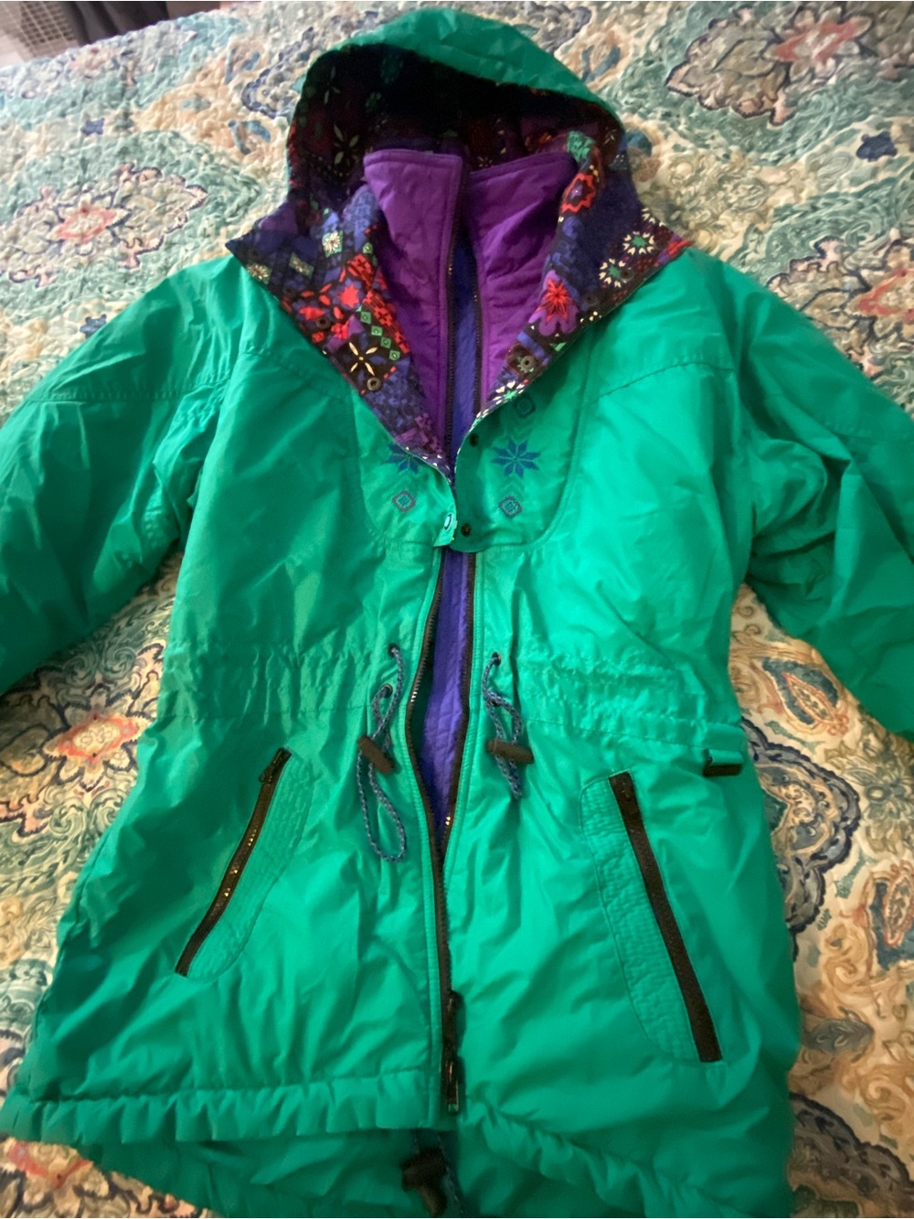 Edelweiss Teal Coat with Purple Accent Hood - Picture 5 of 6